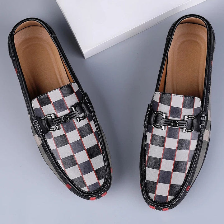 CARVETTI CHECKED LEATHER LOAFER