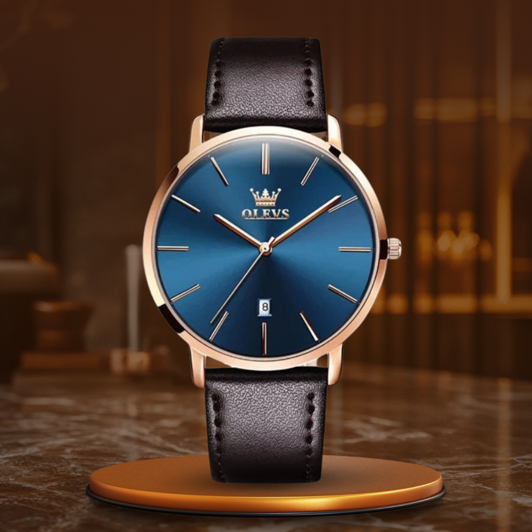 Date Display Leather Strap Watch