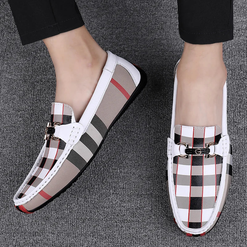 CARVETTI CHECKED LEATHER LOAFER