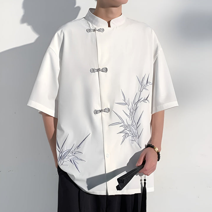 Zhou Silk Shirt with Embroidered Details